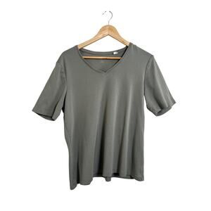 Chico's Women's 100% Cotton Olive Green V-Neck Short Sleeve Casual Tee 3 (XL)
